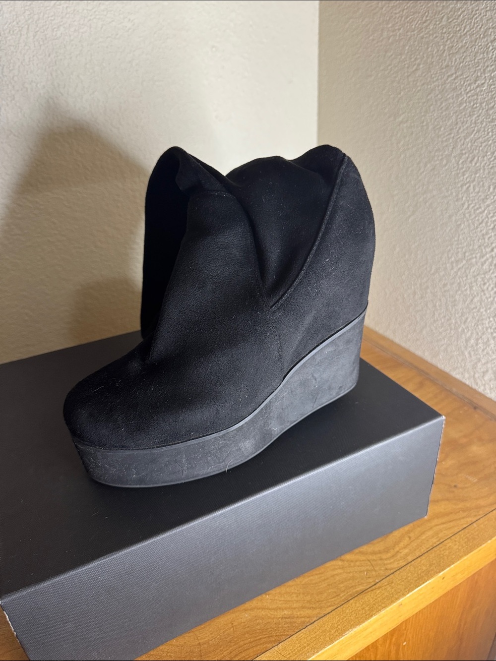 Jeffrey Campbell Black Suede Wedge thigh high